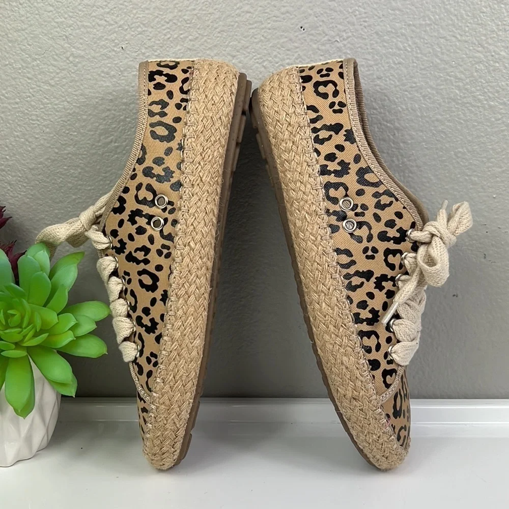 NWOB Emu Australia Agonis Espadrille Sneakers Leopard Beige Canvas Shoes 6
